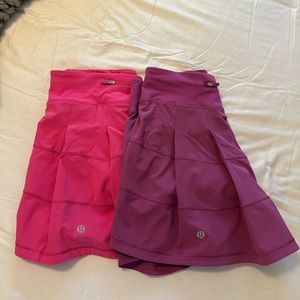 Lululemon Pace Rival Skirt (Lot of 2) In Sonic Pink And Plum Womens Size 4